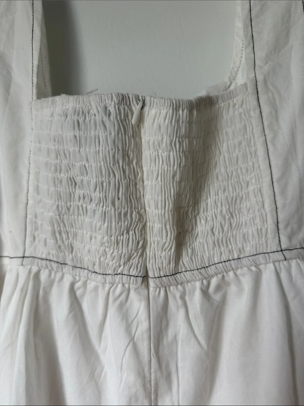 Papermoon White Dress with Contrast Topstitching 100% cotton